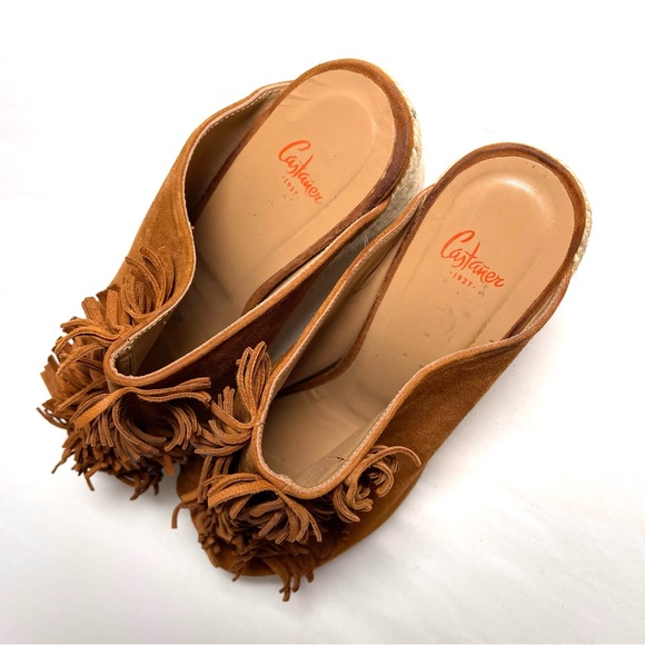 NWOT Castaner Open Toe Brown Suede Fringe Wedges Made In Spain Size 39 US 8 - Picture 12 of 14